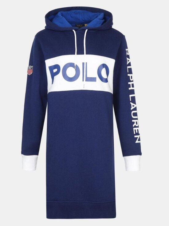 Polo by Ralph Lauren Dresses & Skirts - Polo Ralph Lauren Colorblock Fleece Sweatshirt Hoodie Dress in Blue White S NWOT